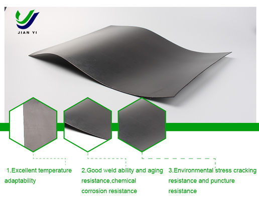 HDPE Géomembrane lisse avec une excellente résistance chimique pour l'anti-filtrage dans les décharges et l'élevage agricole