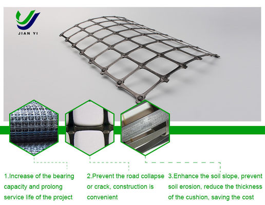 Longue durée de vie Géogrid plastique biaxial pour le renforcement de la fondation du quai de l'aéroport