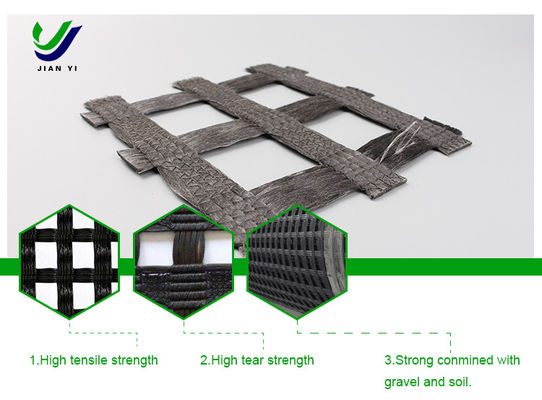 Grille géogridée en polyester tricoté à haute résistance à la déformation avec modulus anti-âge élevé