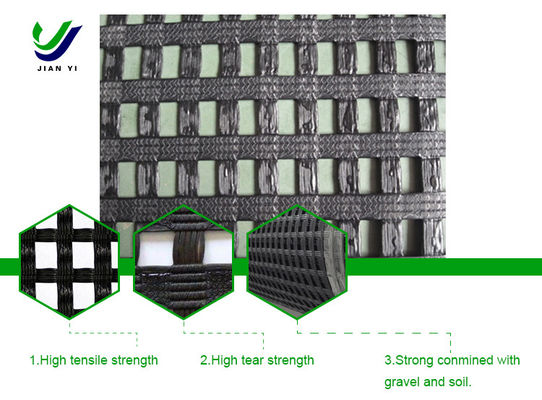 La grille géogrid de polyester tricoté à la couture résiste bien à l'érosion chimique et au vieillissement environnemental