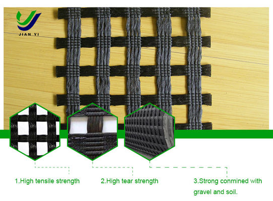Résistance à l'étanchéité élevée et faible allongement de la grille géo de polyester tricoté