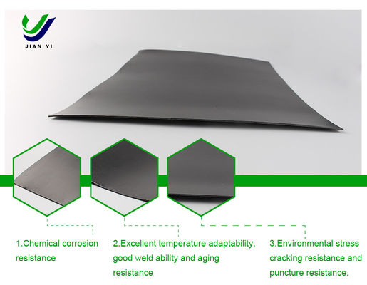 Géomembrane lisse en HDPE résistant aux produits chimiques avec une teneur en noir de carbone de 2,0 à 3,0%