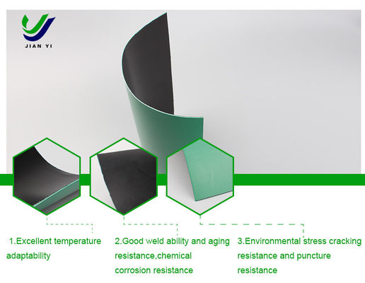 HDPE personnalisé noir/vert à double couleur géomembrane lisse esthétique et durable pour les applications industrielles de paysage