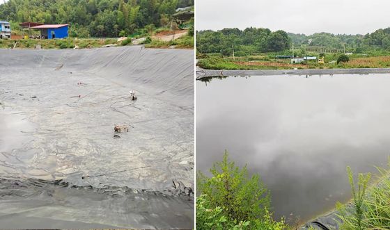 Géomembrane HDPE lisse haute performance avec 700% d'allongement à la rupture, excellente résistance chimique et largeur personnalisable pour l'aquaculture