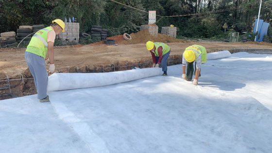 Géotextile non tissé en polyester à longue élancissement, de 100 à 800 g/m2 de poids et d'excellente résistance aux acides et aux alcalis, destiné au génie civil lourd