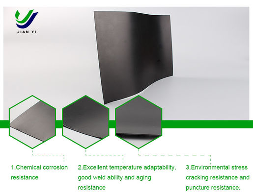 Géomembrane lisse en HDPE à perméabilité ultra-faible, résistante à la corrosion chimique et allongée à 700% pour les bassins de résidus miniers