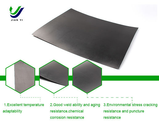 Géomembrane lisse HDPE durable pour projet anti-filtrage de lac artificiel Résistance à la rupture 20-80N/mm Allongement à la rupture 700%