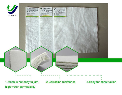 Géotextile en fibre d'appui de poids léger blanc avec une excellente fonction de filtrage