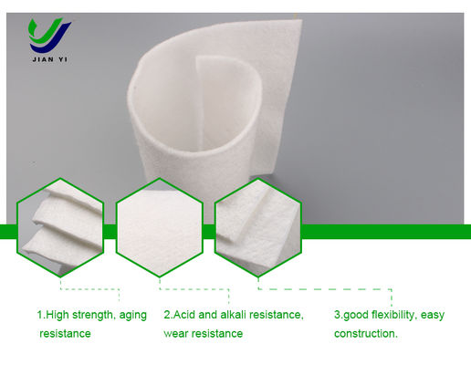 Géotextile en tissu non tissé à filament de polyester 100 % pour projets lourds, à fibres longues injectées, en blanc et vert