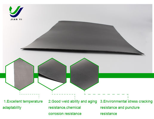 Géomembrane HDPE lisse haute performance avec 700% d'allongement à la rupture, excellente résistance chimique et largeur personnalisable pour l'aquaculture