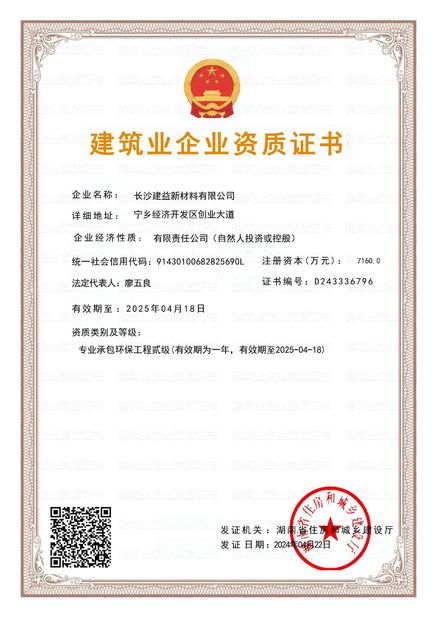 Chine Changsha Jian-Yi New Material Co., Ltd. certifications