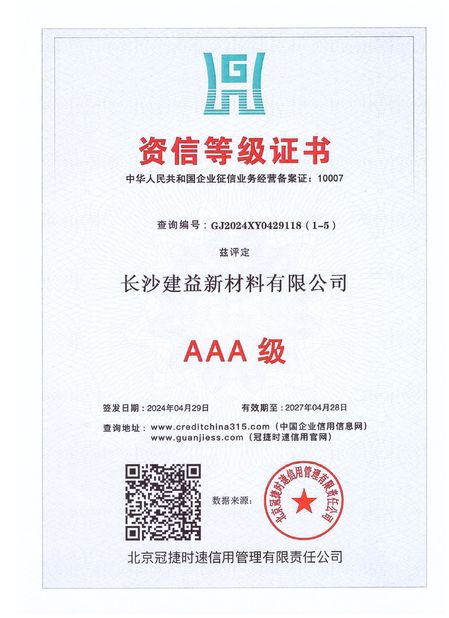 Chine Changsha Jian-Yi New Material Co., Ltd. certifications