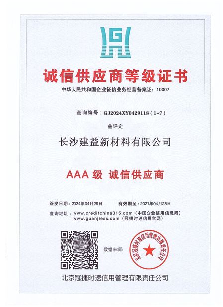 Chine Changsha Jian-Yi New Material Co., Ltd. certifications