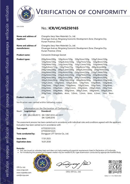 Chine Changsha Jian-Yi New Material Co., Ltd. certifications